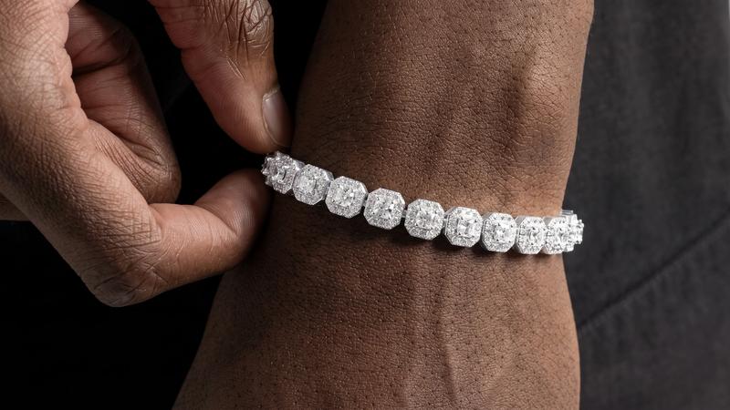 Iced-out bracelet with full stone setting and polished finish
