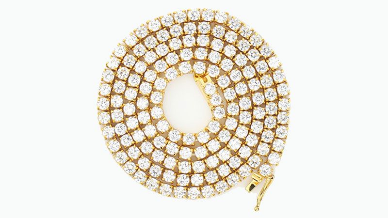 The tennis chain is inlaid with diamonds and has a pendant. Due to its high value and frequent use.
