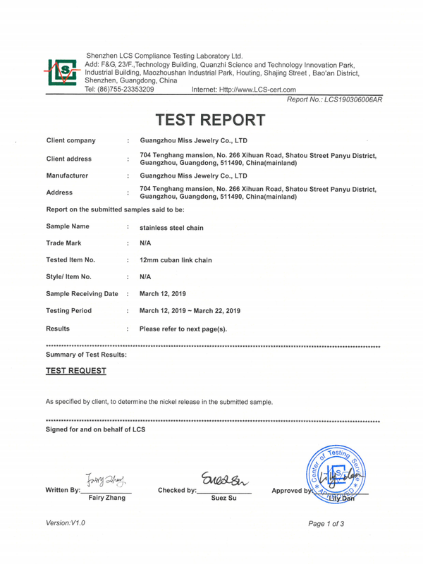 Nickel Release Tested