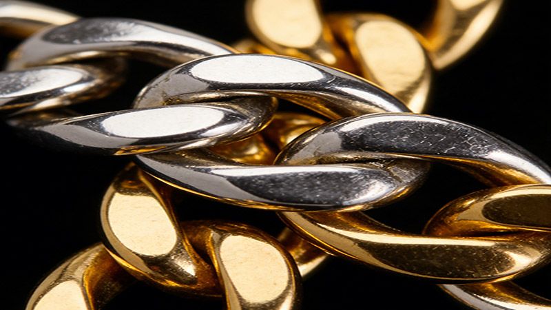 Gold and silver Cuban link chains