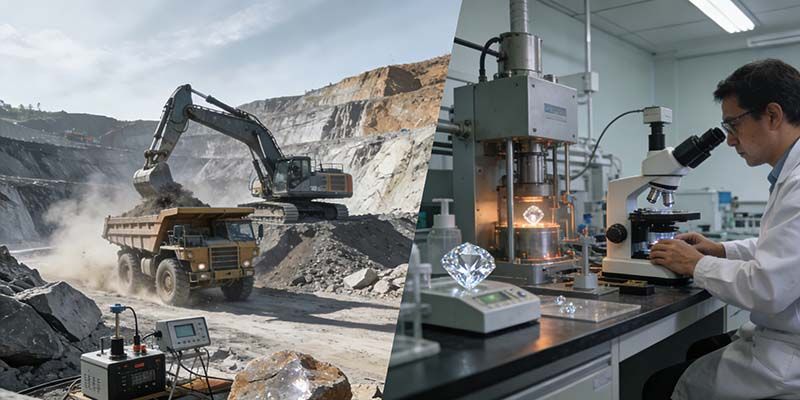 Lab diamonds are produced through advanced technological processes requiring less cost.