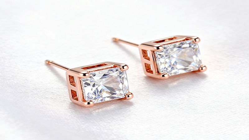 Princess Stones in Rose Gold Earrings