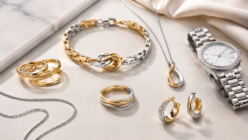 More Collection Extensions
An existing design may sometimes be offered in full gold, full silver, gold-and-silver, rose-and-silver, or gold-and-black versions. This allows brands to extend a successful shape into additional SKUs while maintaining a recognizable collection identity.
However, not every design can use the same production method or mold for every color variation. Sharp edges, moving links, recessed logos, and complex stone settings may require separate process planning.