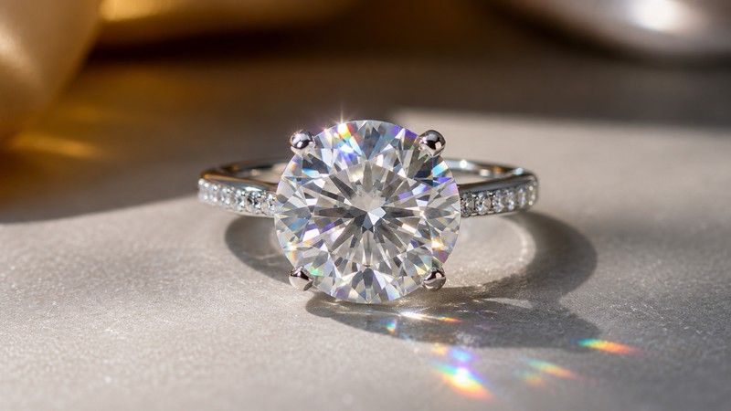 Real moissanite is known for strong brilliance and rainbow fire.