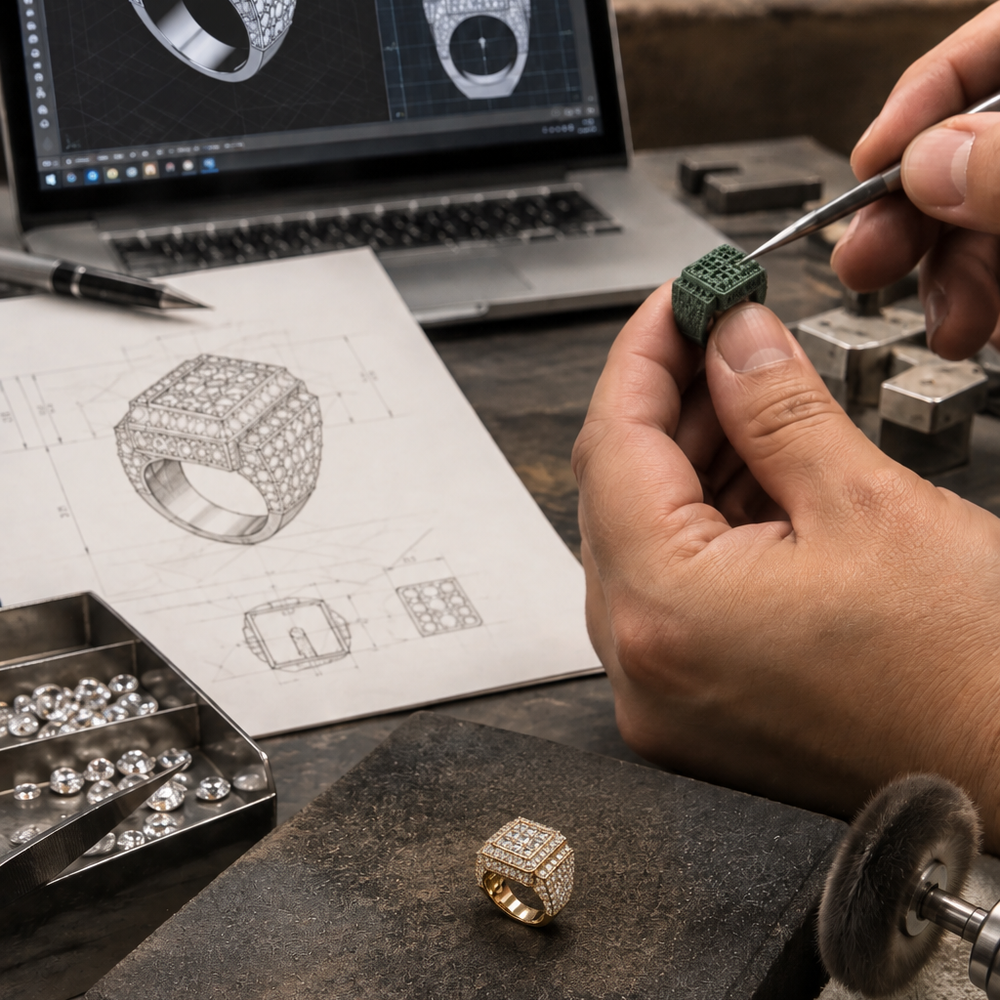 Custom hip hop ring design and manufacturing process