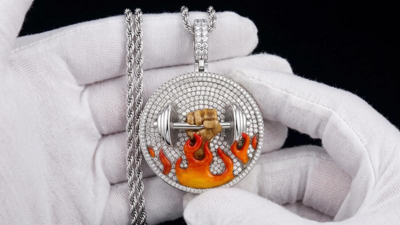 Custom shaped hip hop pendant with themed iced-out design