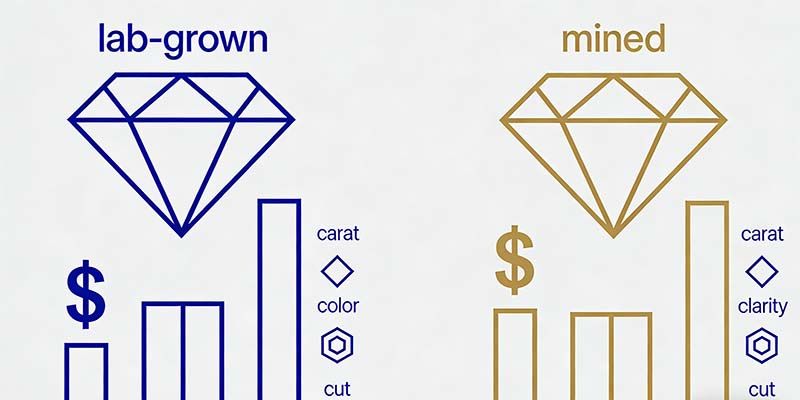 In terms of price, the men made diamonds win the gameover mined diamonds.