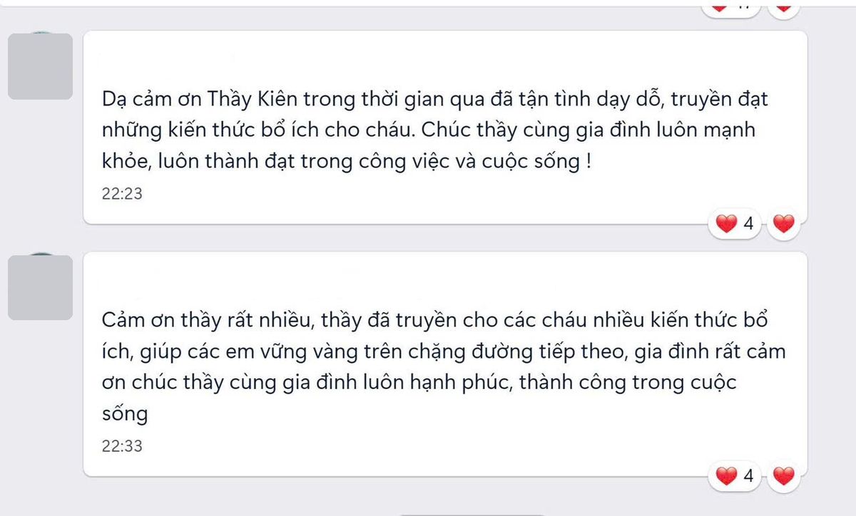 Phản hồi phụ huynh (đã che thông tin)