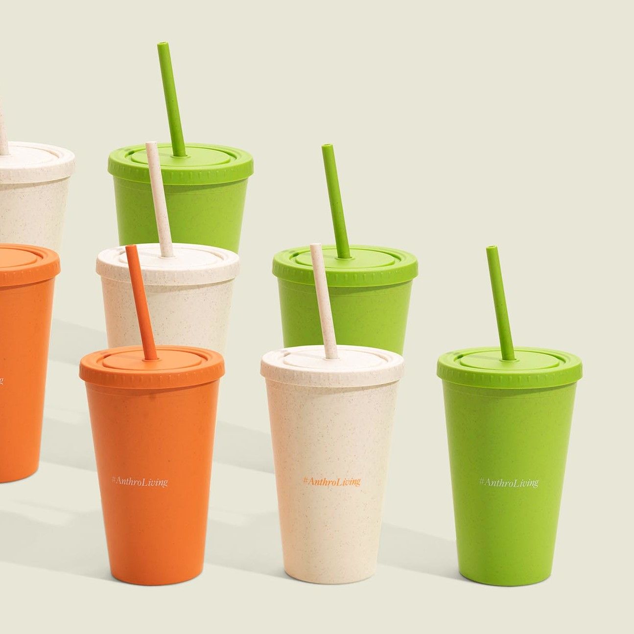 Colored acrylic cups with straws 