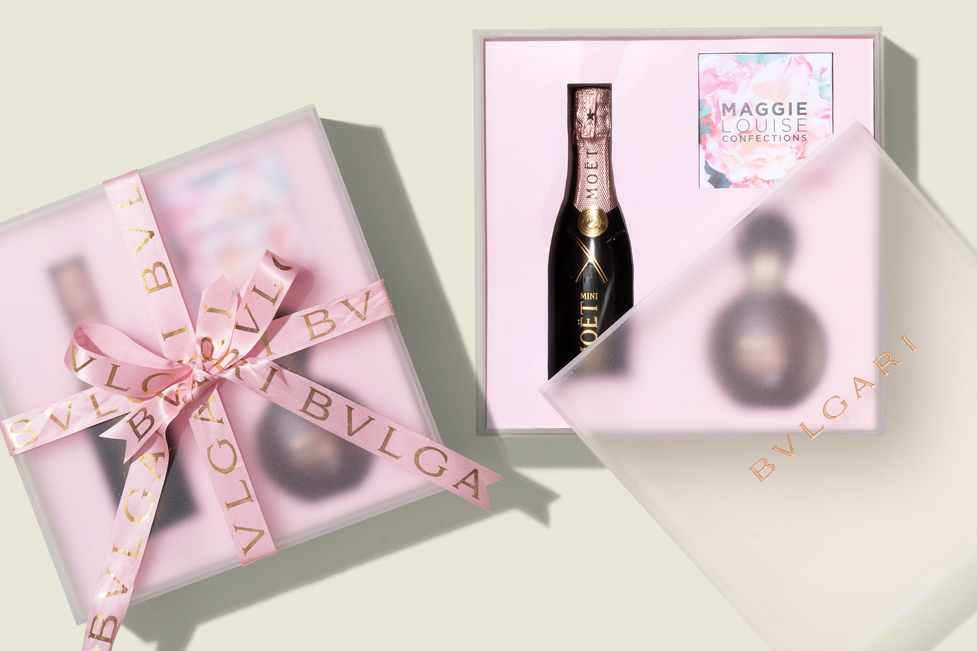 Custom packaging with perfume and small Champaign 
