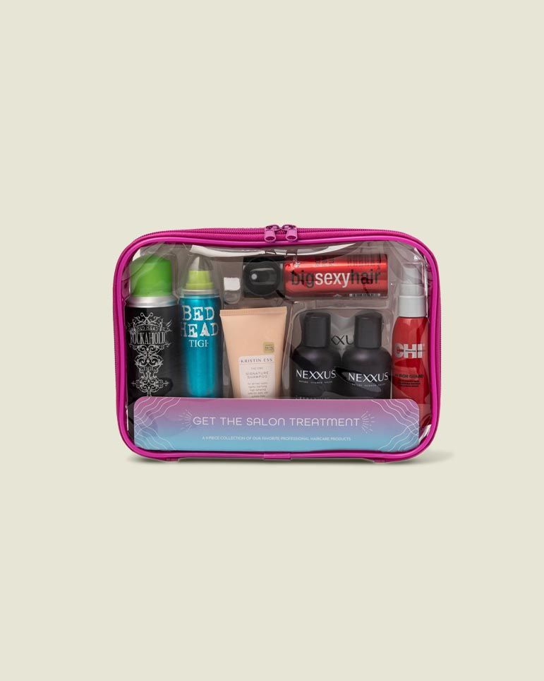 Standing zip pouch with beauty tools 