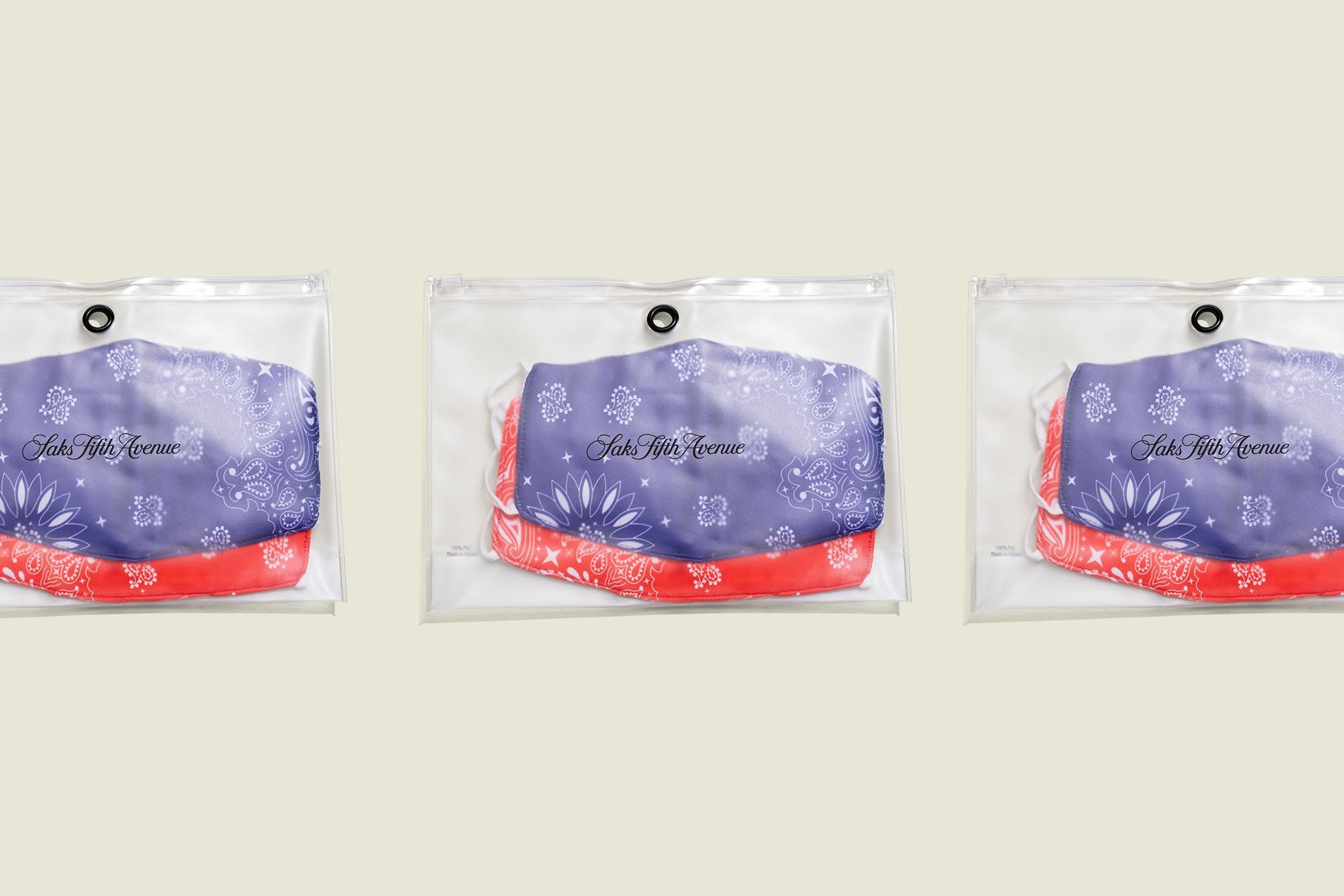 Face masks packaged in ziplock bags 