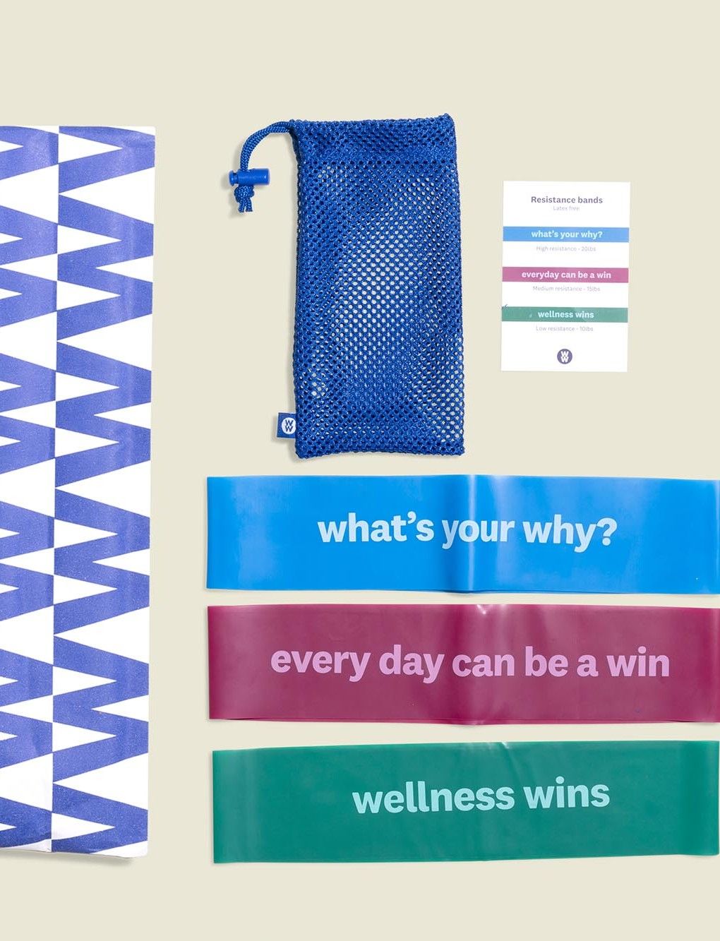 Custom printed packaging with drawstring and exercise bands 