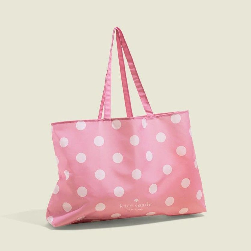 Pink polka dot tote bag 