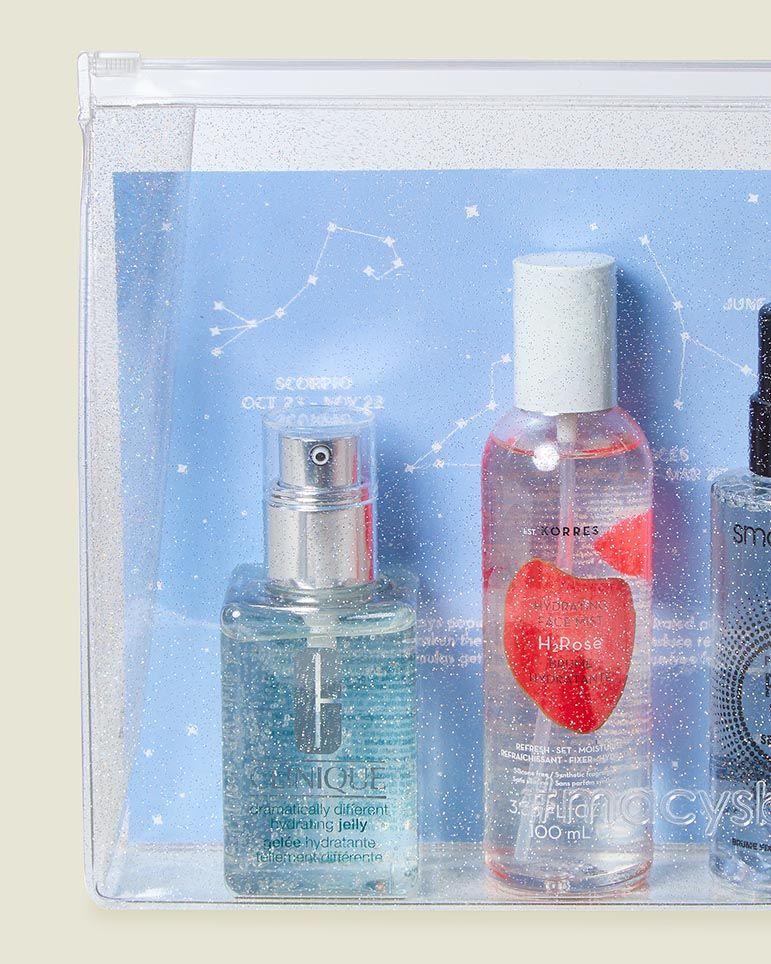 Beauty products packaged in ziplock bag 