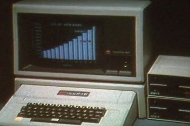 Vintage computer screen with data