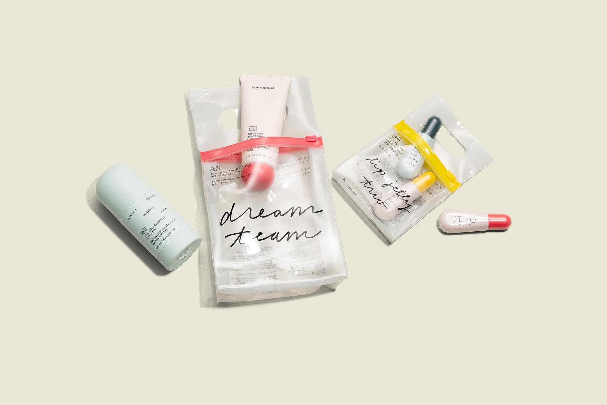 Beauty products with ziplock bags 