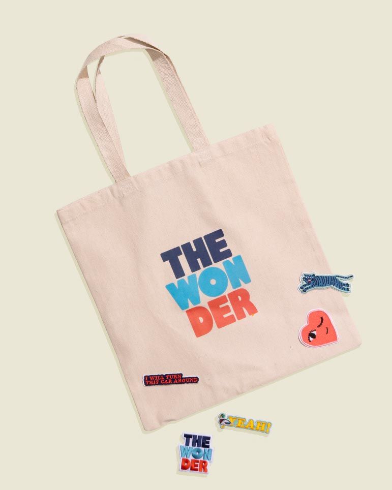 Tote bag with stickers 
