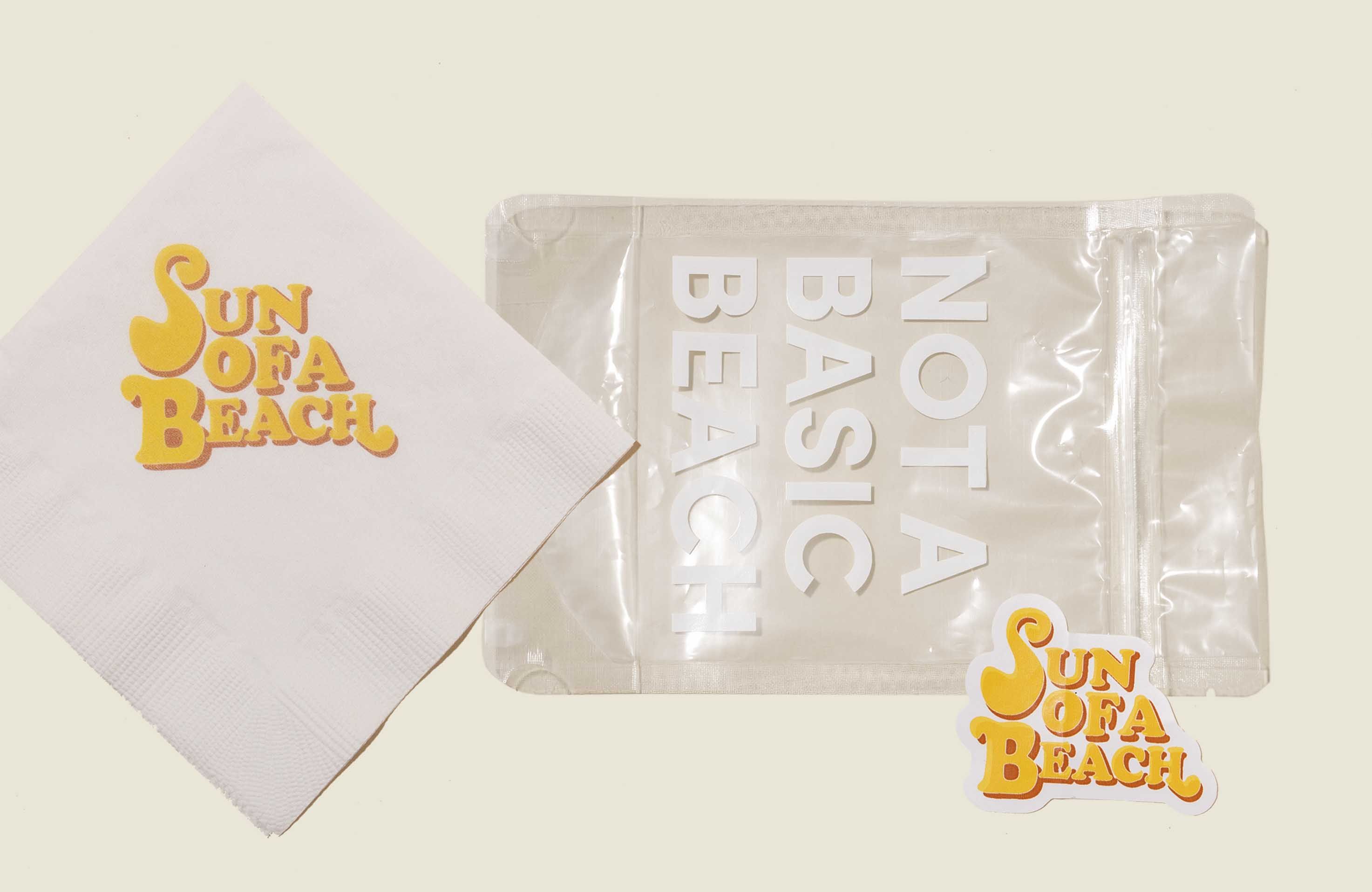 Clear ziplock bag with napkin and sticker 