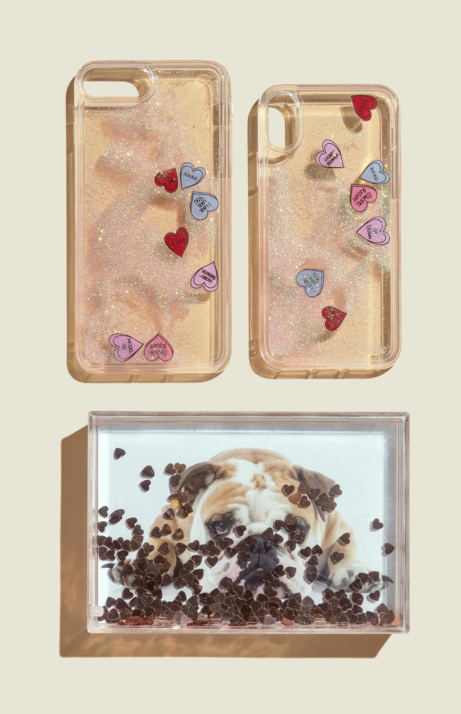 Phone cases with glitter liquid picture frame 