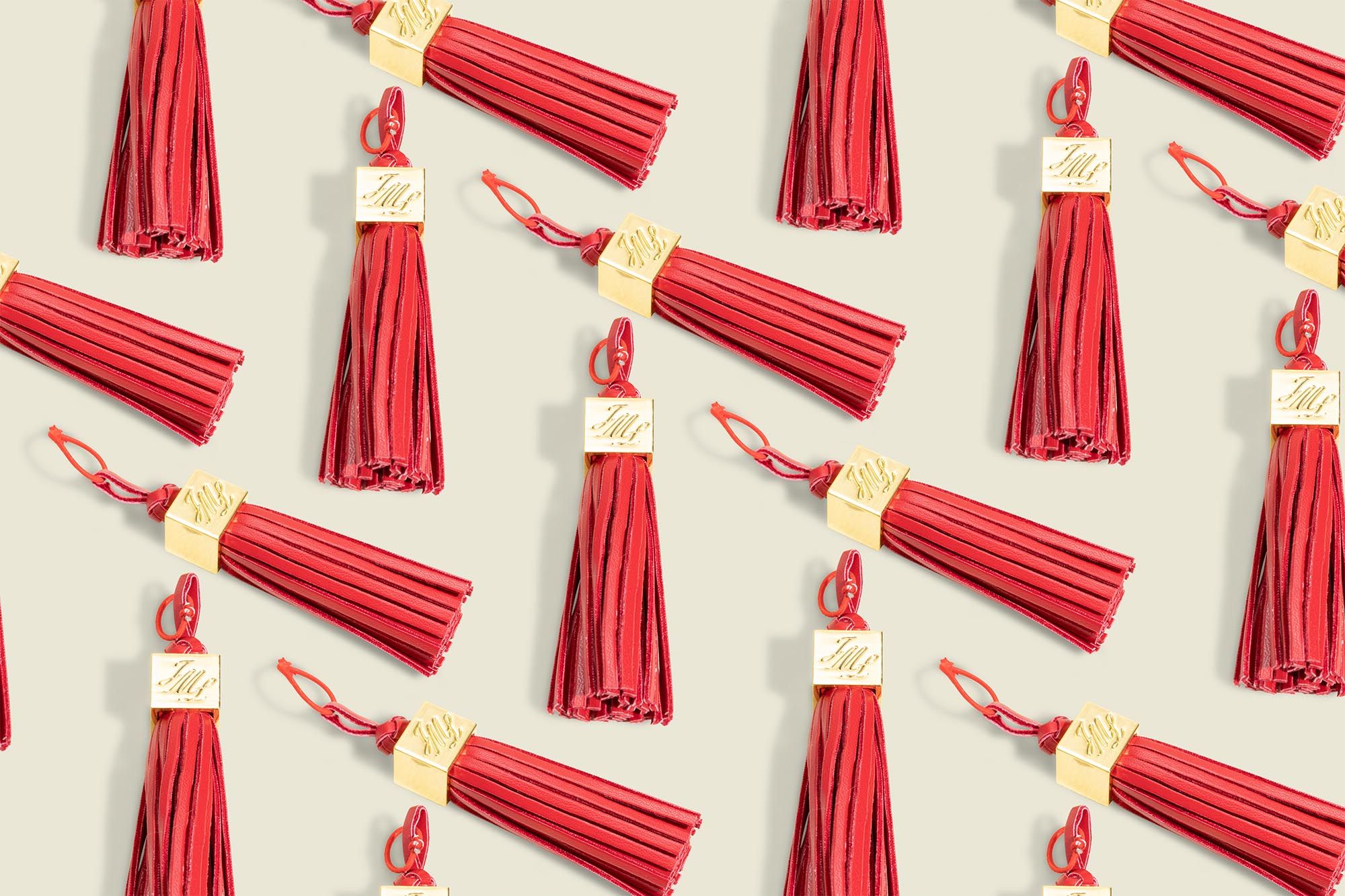 Red tassle with metal details