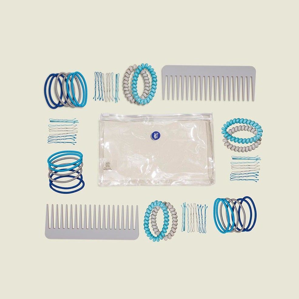 Clear ziplock pouch with hair accessories 