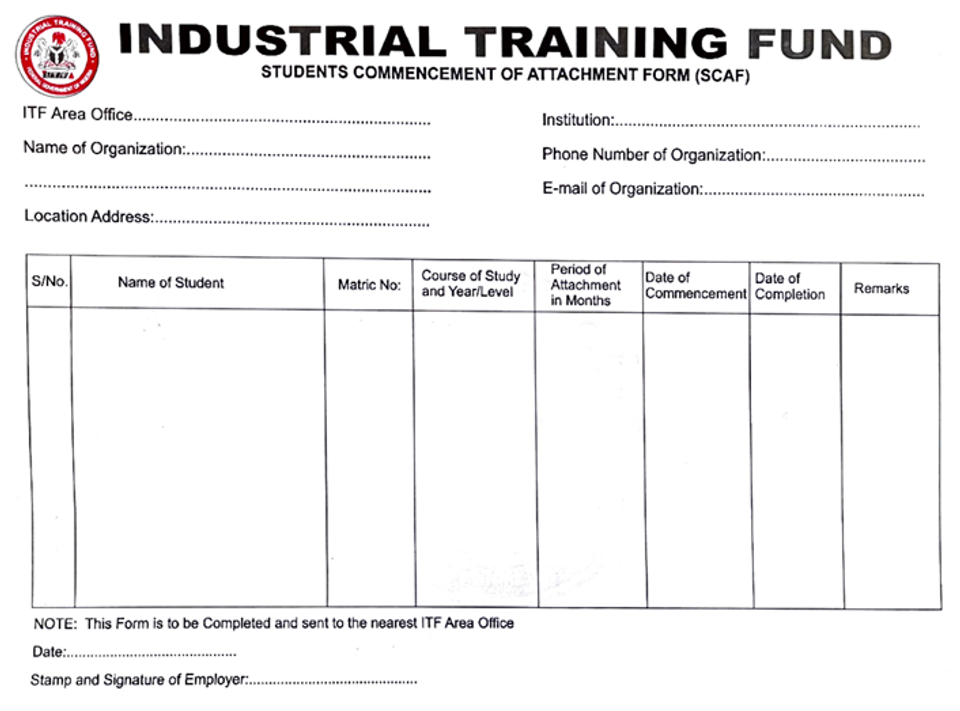 SIWES/ITF SCAF Form