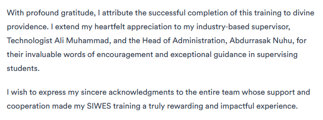 How to Write an Acknowledgment for a SIWES Report (With 6 Examples)