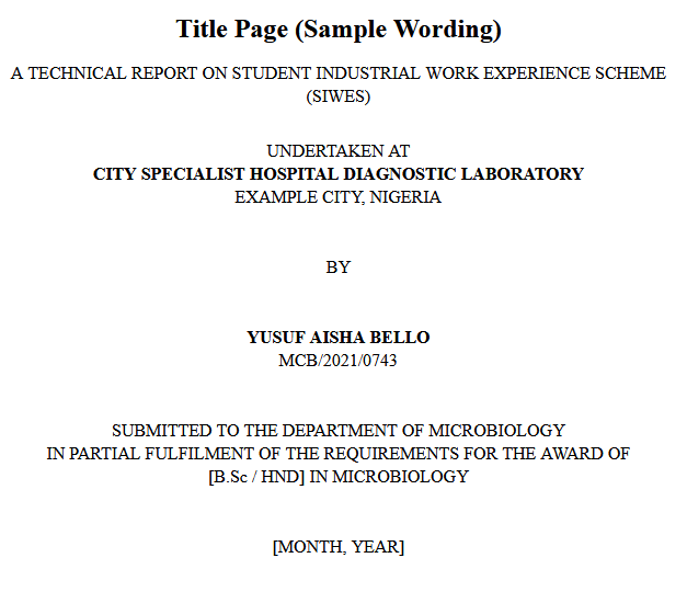 SIWES Report for Microbiology Students (Free Sample + PDF/Word Download) 2026