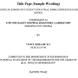 SIWES Report for Microbiology Students (Free Sample + PDF/Word Download) 2026