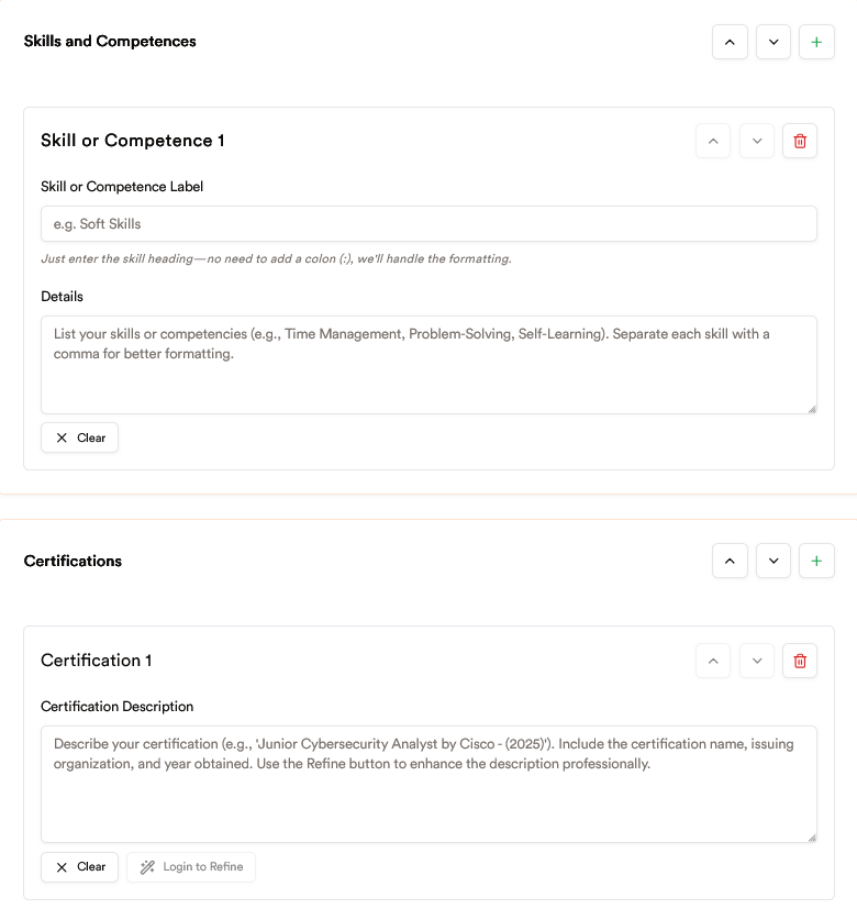 skills, competemce and certification section