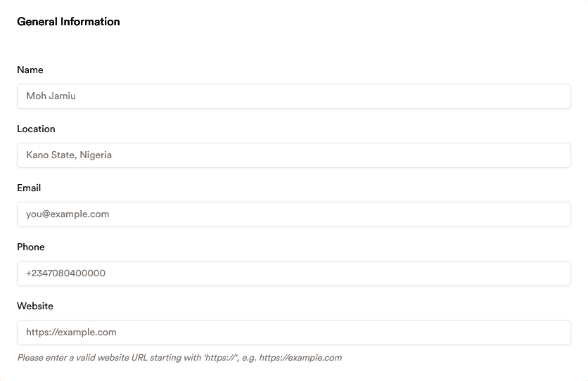 General Info Section - MonoEd AI powered CV Maker