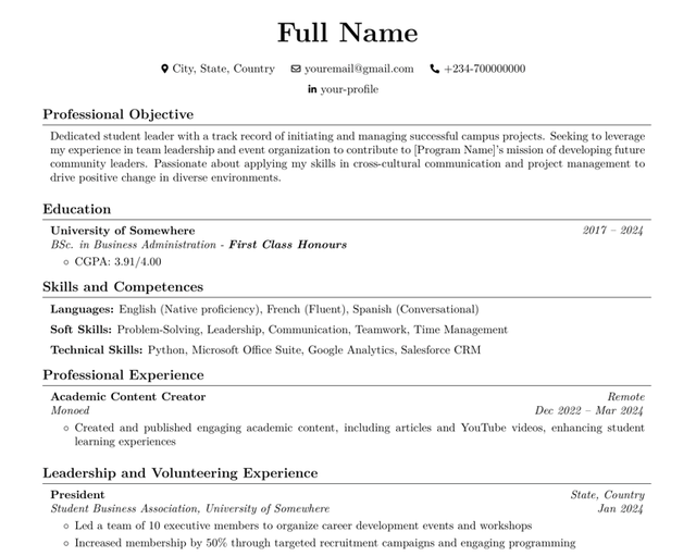 What Should a Student Leadership Resume or CV Include? Comprehensive Guide with Examples