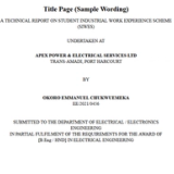 SIWES Technical Report for Electrical Engineering (Free Sample + PDF/Word Download) 2026