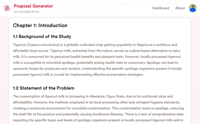 AI Final Year Project Proposal Generator for Nigerian Students