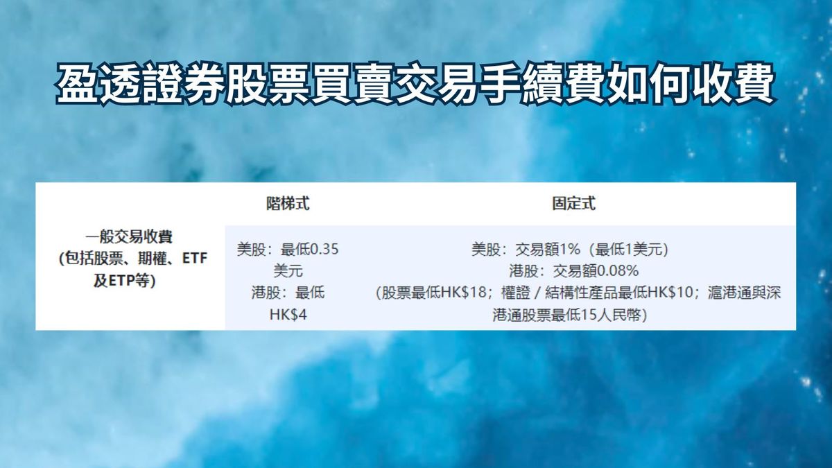 盈透證券股票買賣交易手續費如何收費