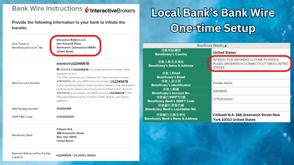 Initiate the deposit from your local bank with a first-time one-time setup 2