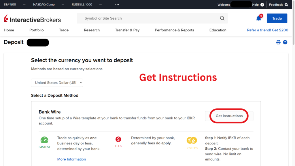Create a deposit notification 4