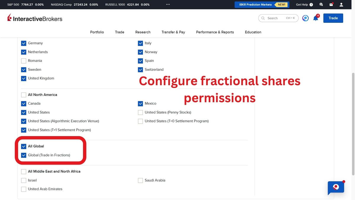 Configure fractional shares permissions - Enable Global (Trade in Fractions)