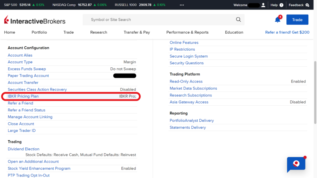 IBKR how to switch to tiered pricing from fixed pricing 3