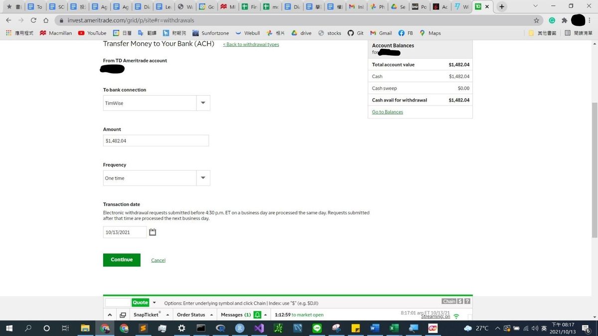 將美金從TD轉帳到Wise再轉帳到IB 4