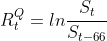 R_t^Q = ln\frac{S_t}{S_{t-66}}