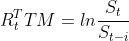 R_t^TTM = ln\frac{S_t}{S_{t-i}}