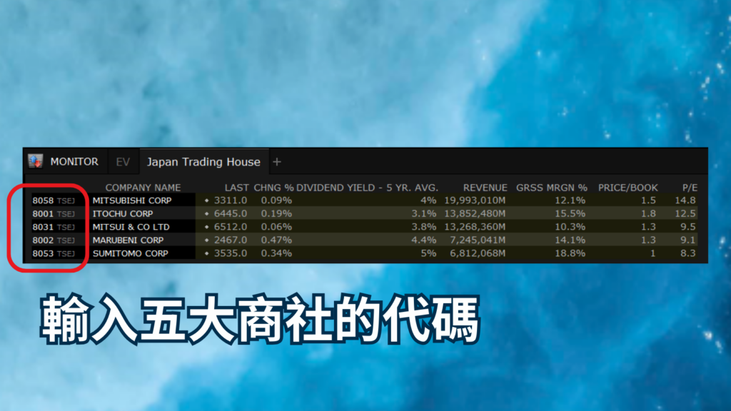 IB盈透證券如何在自選股加入日本五大商社 步驟2