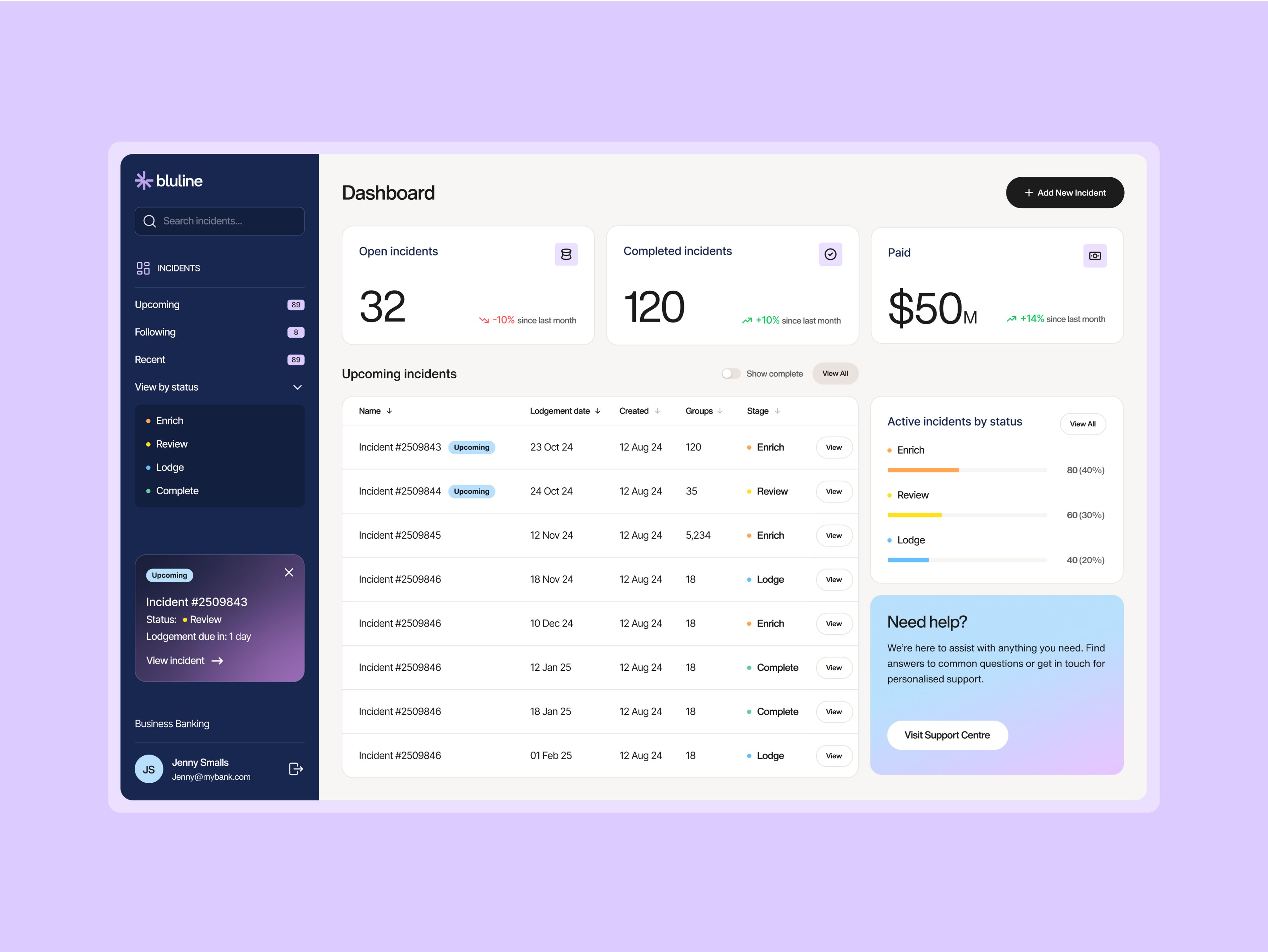 Bluline dashboard