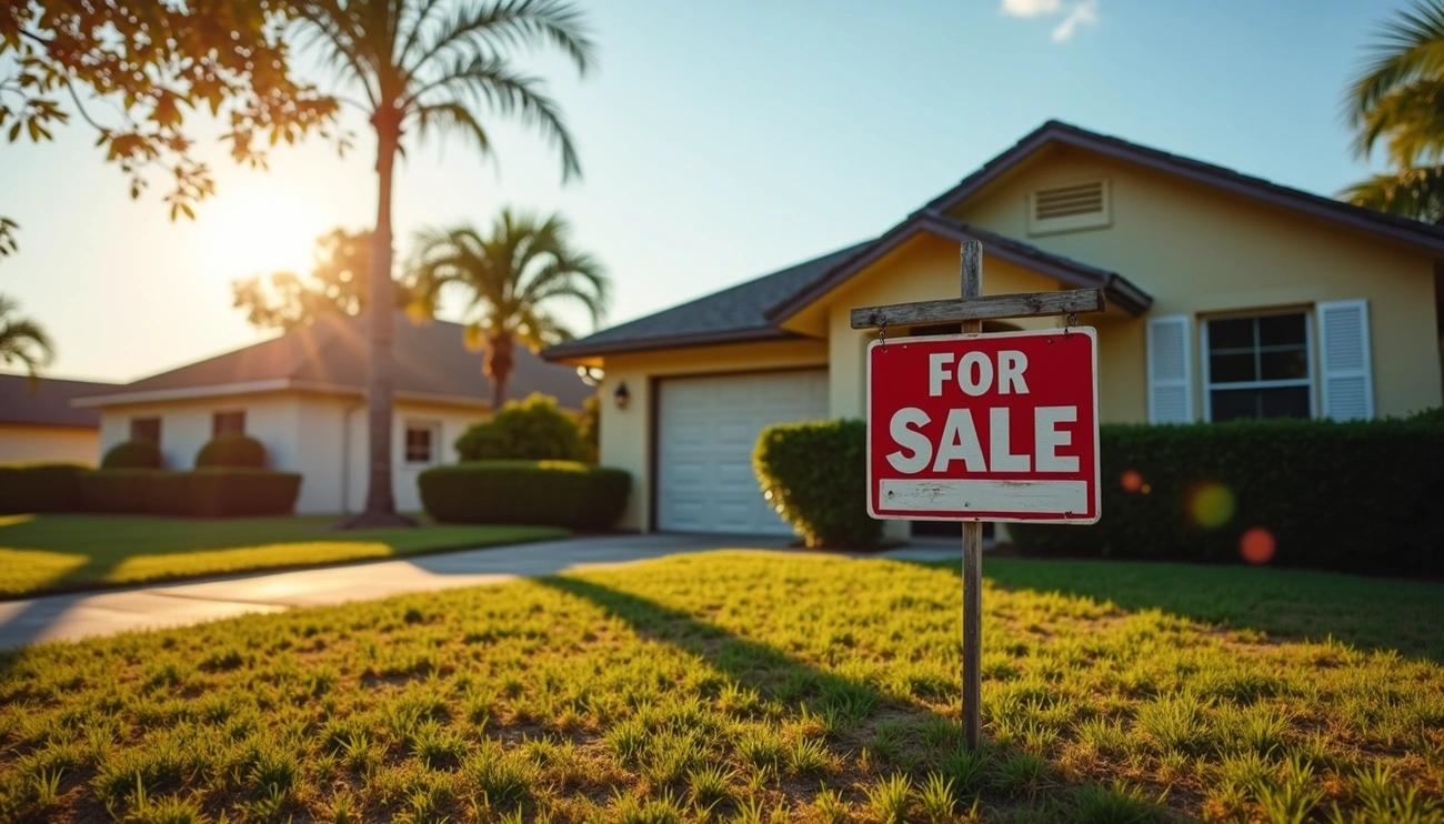 selling a house as-is in Florida with for sale sign in front of home