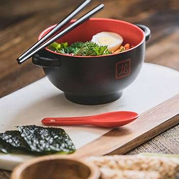 PERSONALIZED - RAMEN BOWL WITH SILVER CHOPSTICKS