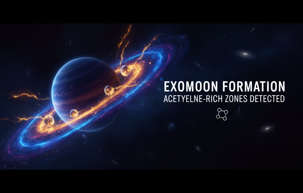 Exomoon Formation Detected in Acetylene-Rich Zones Around Massive Exoplanets
