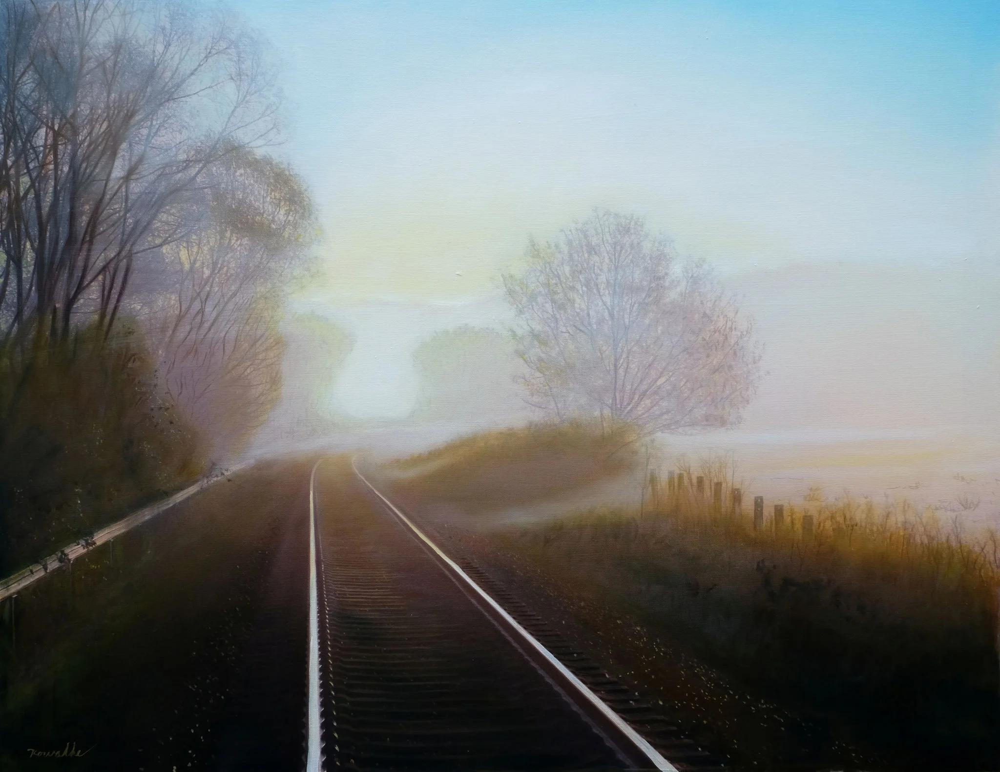 Gleise im Nebel