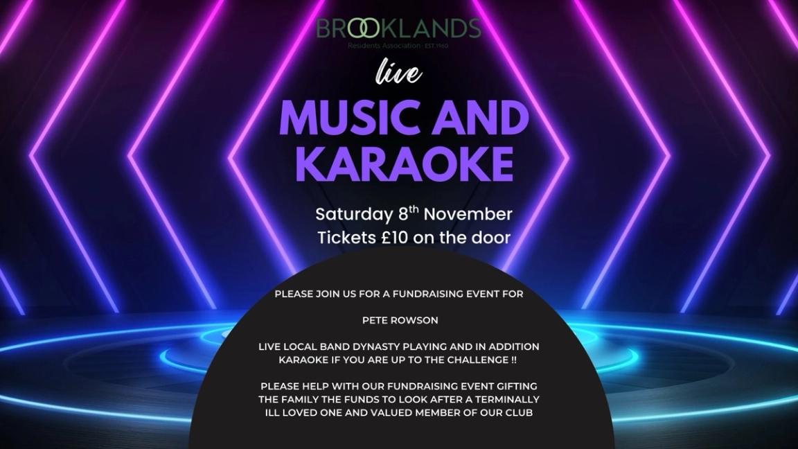 Fundraising event for Pete Rowson. Live band Dynasty playing and in addition karaoke if you are up to the challenge !!